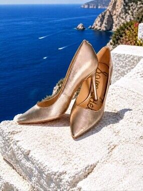 Metallic Gold Leather Pumps